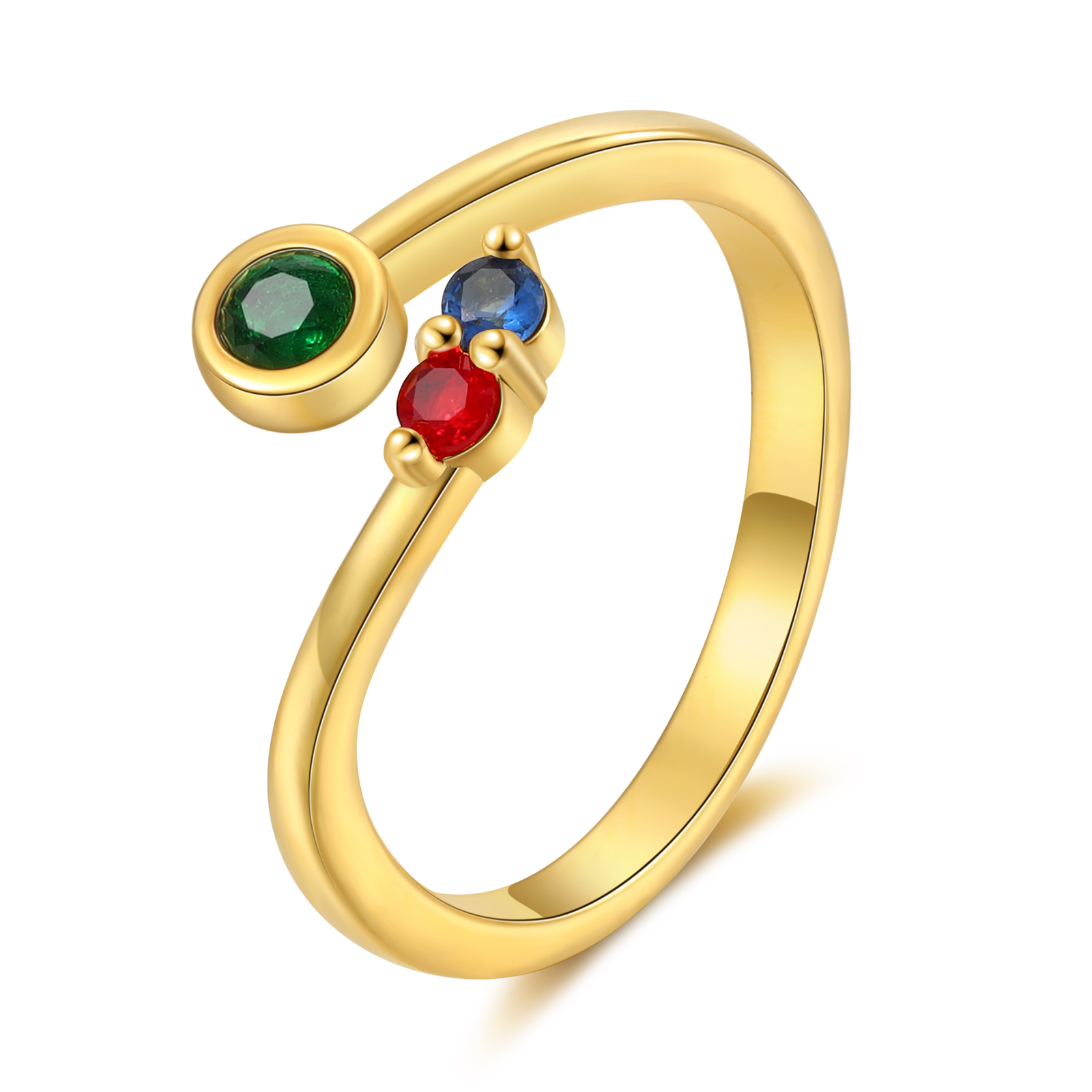 Personalised Women's Ring Custom 3 Birthstones Open Ring Birthday Gift for Ladies Girls-Jessemade AU