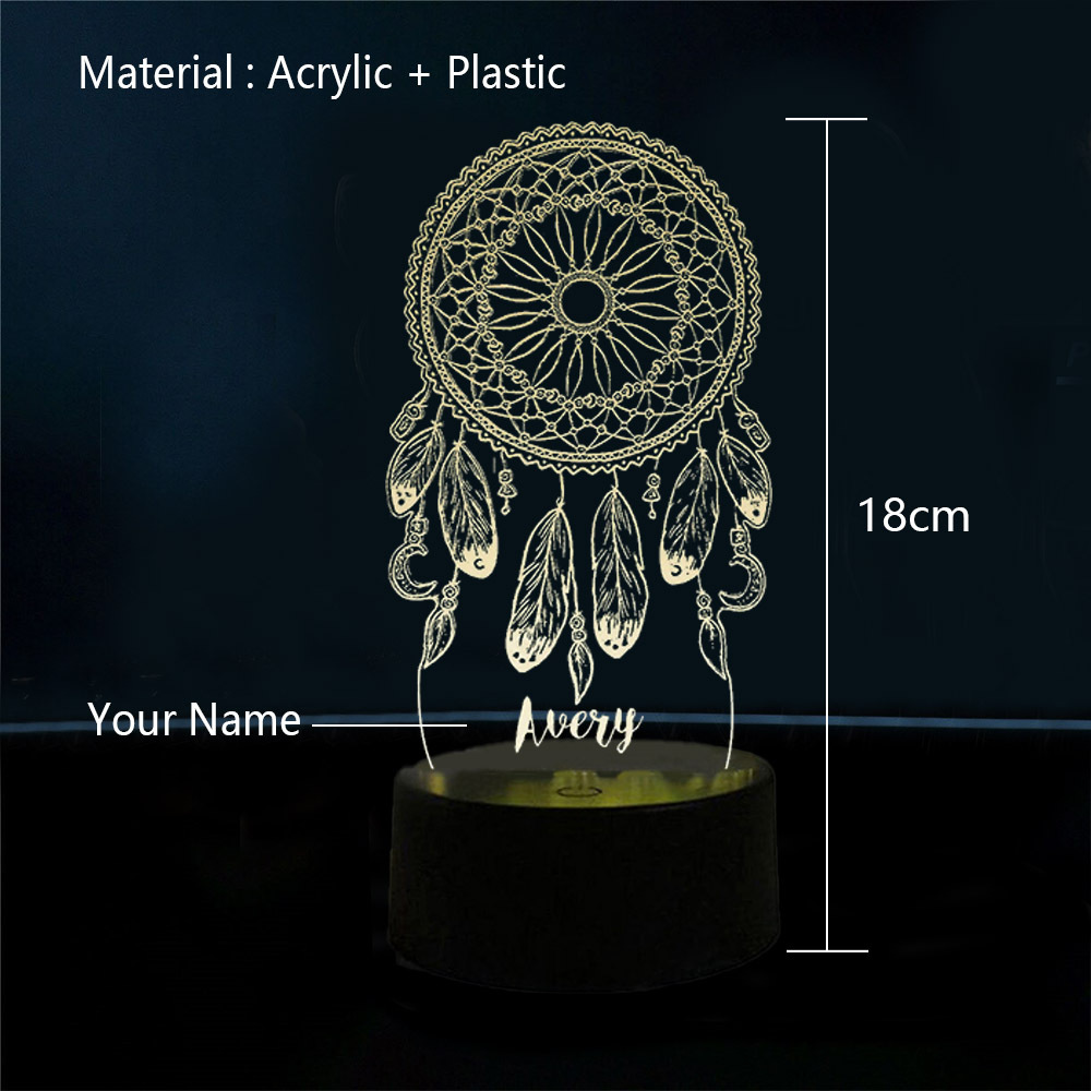 Personalised Dream Catcher Night Light Custom Name Gifts For Kids-Jessemade AU