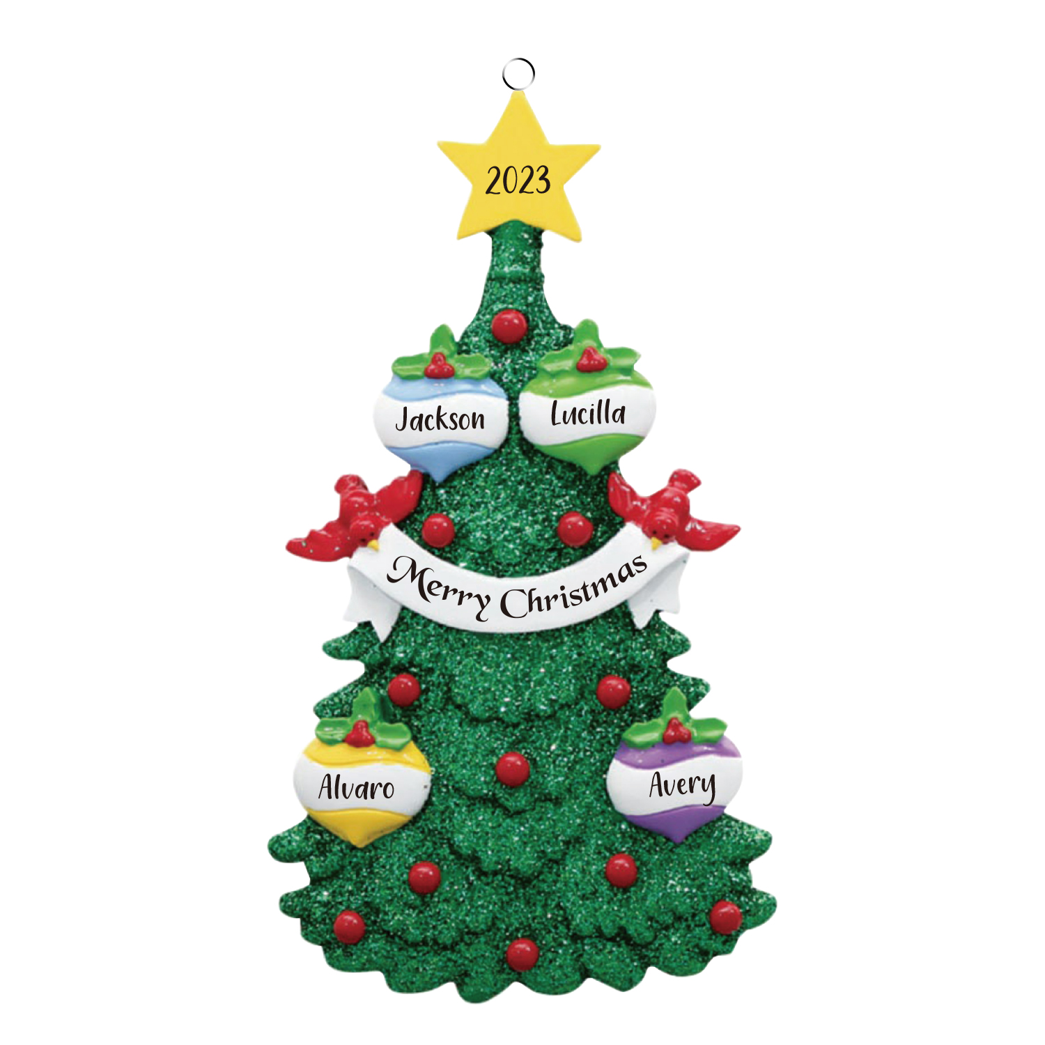 4 Names - Personalised Christmas Tree Ornaments Custom Text & Year Wooden Christmas Pendant Gifts for Family Friends-Jessemade AU