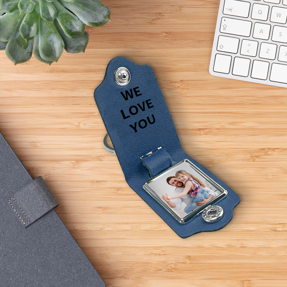 6 Names - Personalised Photo & Text & Name Leather Keychain Custom Fist Bump Keychain Gift for Dad/Grandpa-Jessemade AU