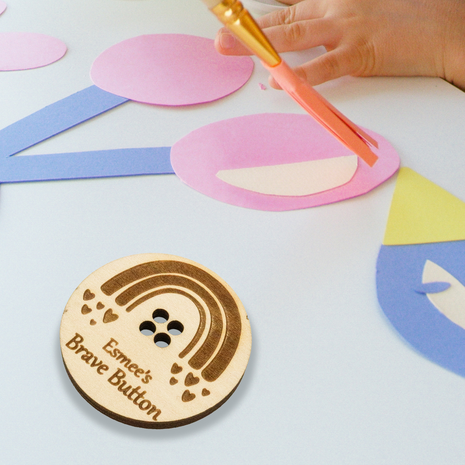 Children Brave Buttons Rainbow Heart Buttons Custom A Name Back to School Gifts for Kids-Jessemade AU