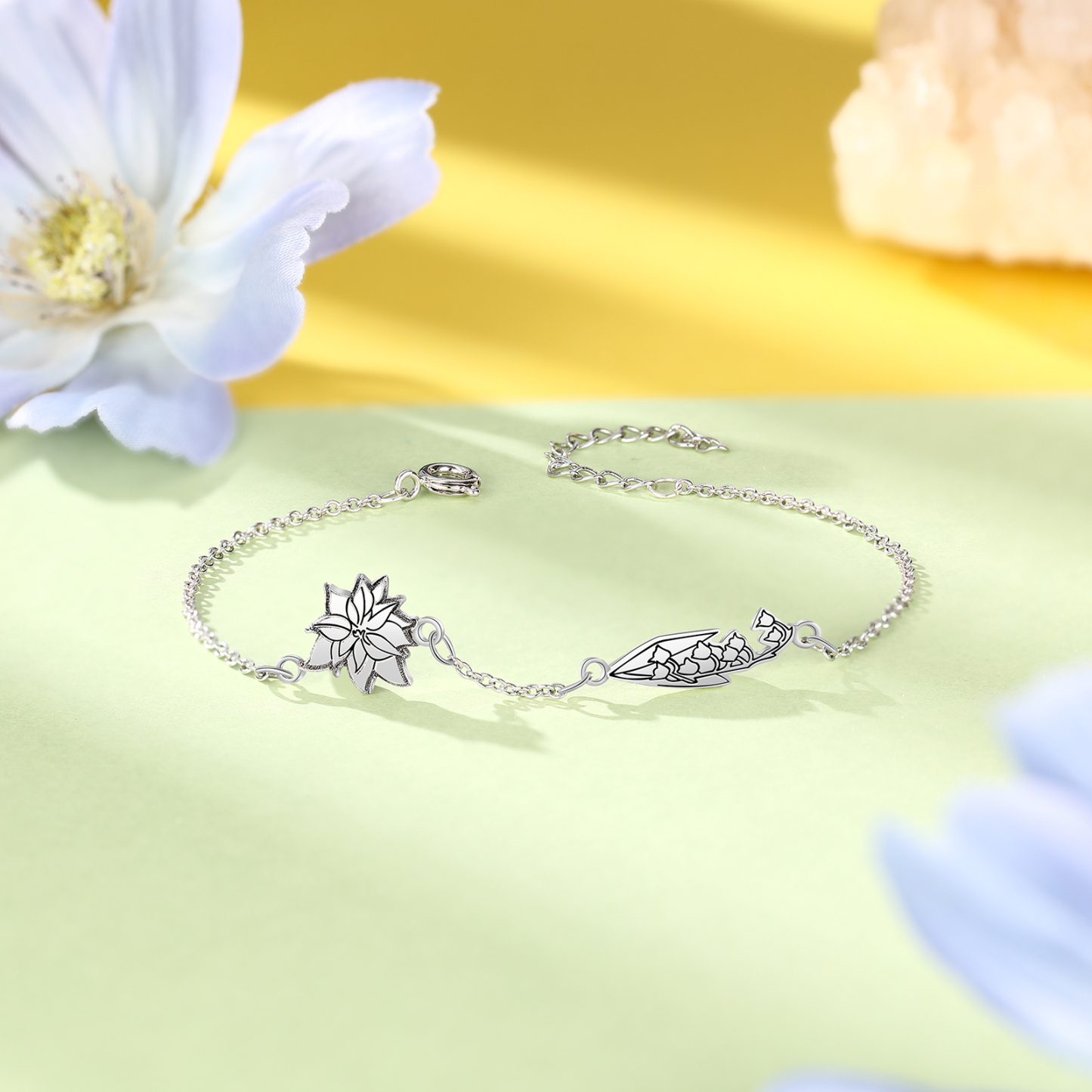 Personalised 2 Birth Flowers Elegant Woman's Bracelet-Jessemade AU