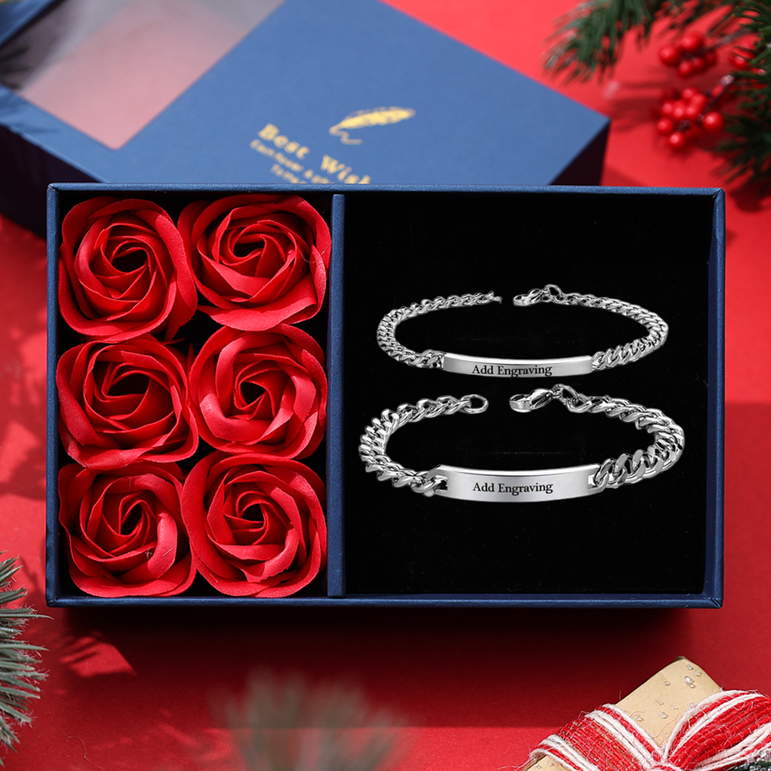 Personalised Cuban Chain Couple Bracelets Custom Names Matching Bracelet Love Gifts-Jessemade AU