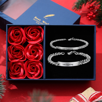 Personalised Cuban Chain Couple Bracelets Custom Names Matching Bracelet Love Gifts-Jessemade AU