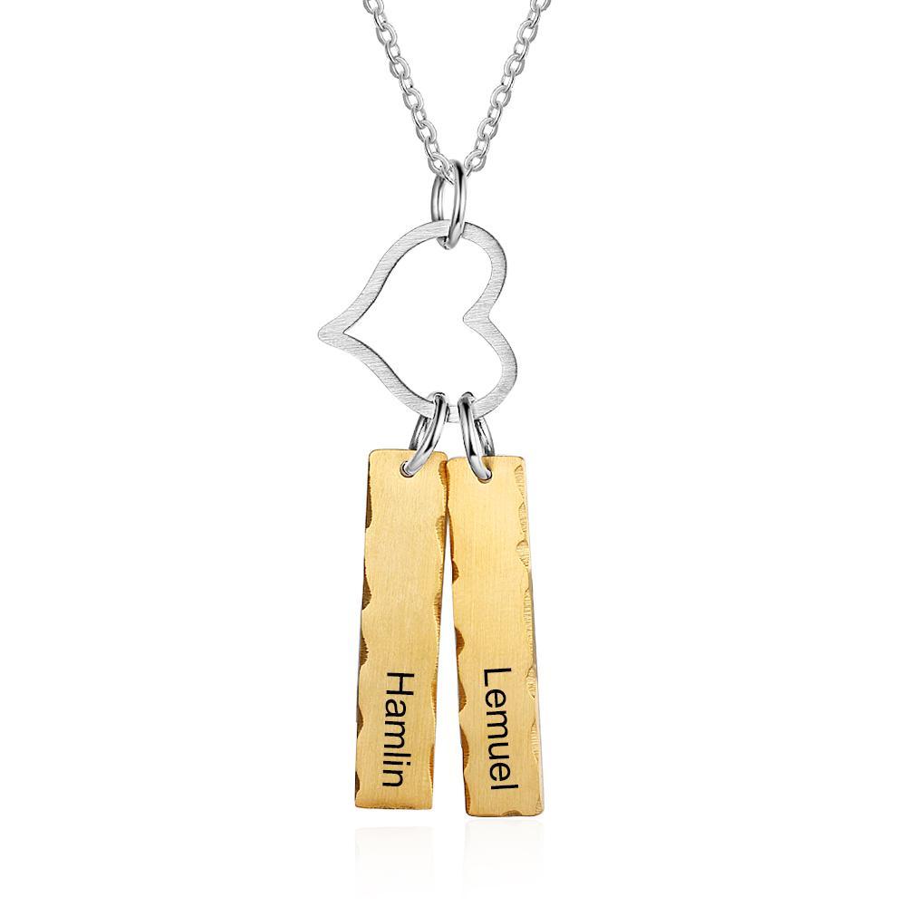 Personalised Double Bar Necklace With Heart-Jessemade AU