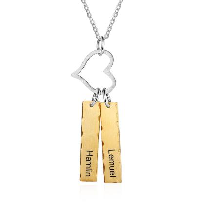 Personalised Double Bar Necklace With Heart-Jessemade AU