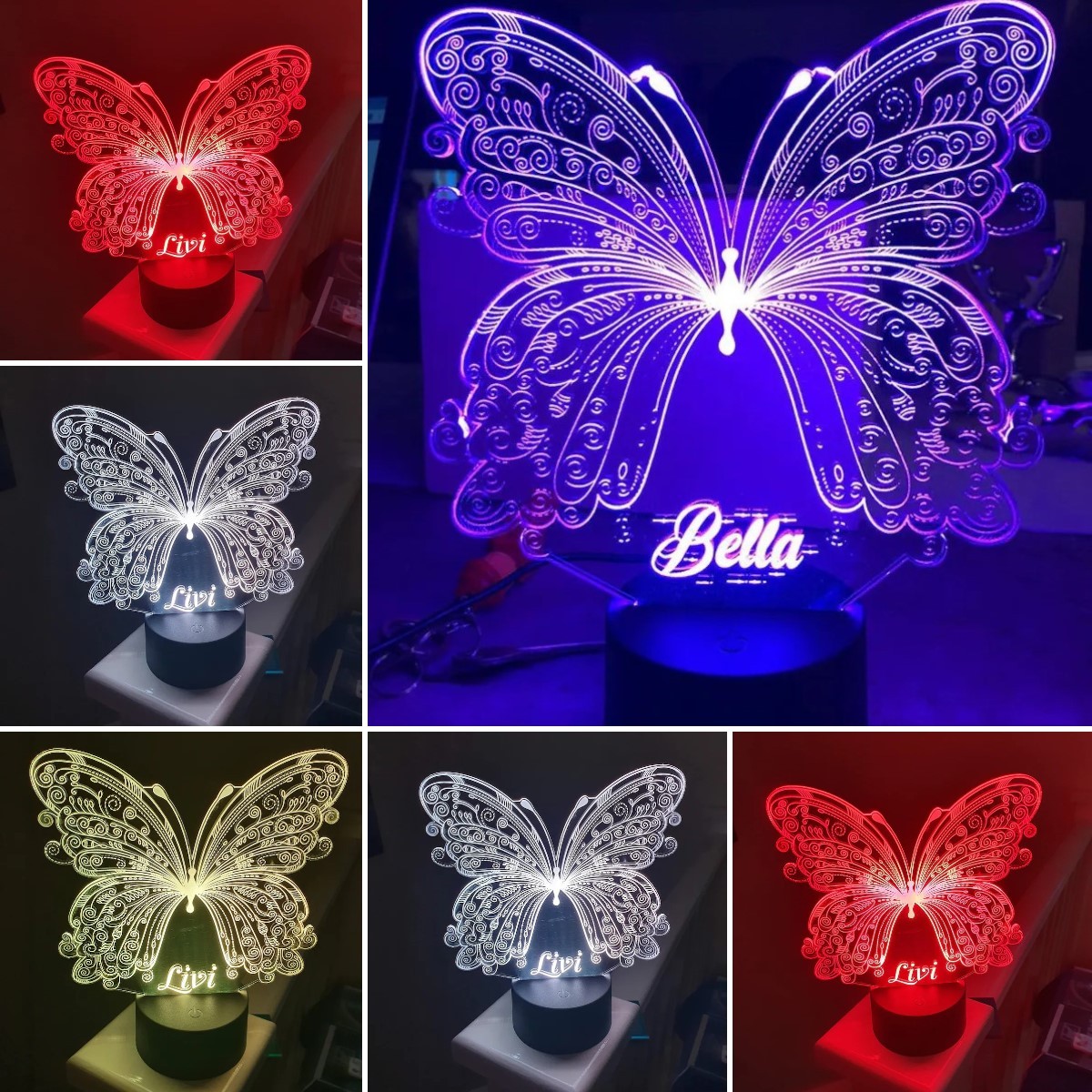 Personalised Butterfly Home Decoration Lamp With Custom Name Night Light Kid's Bedroom Decor Children's LED Light-Jessemade AU