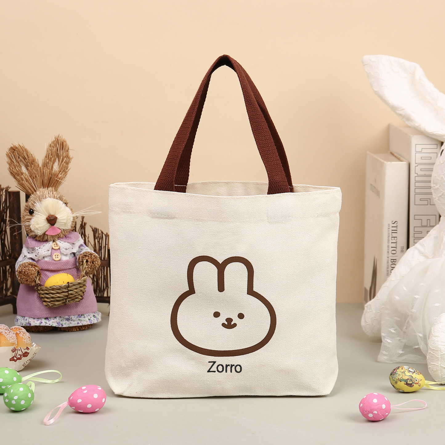 Personalised Bunny Tote Bag Customised with Name Bunny Handbag Easter Gifts-Jessemade AU