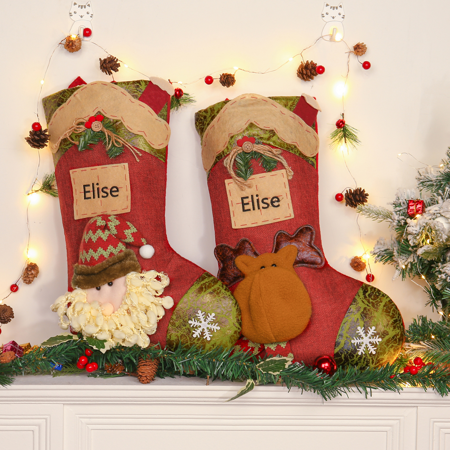 Personalised Christmas Stockings Ornaments Custom 1 Name Christmas Sock Gifts for Family Friends-Jessemade AU