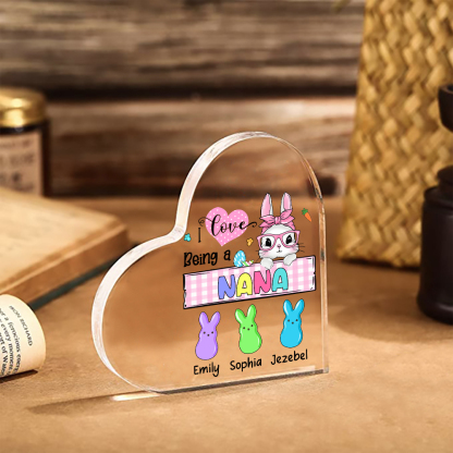 4 Names - Personalised Acrylic Heart Keepsake Custom Names Bunny Ornaments Gifts for Grandma/Mother-Jessemade AU