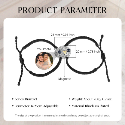 Personalised Magnetic Projection Bracelet Custom Photo Sun and Moon Couple Bracelet Creative Gift for Her-Jessemade AU