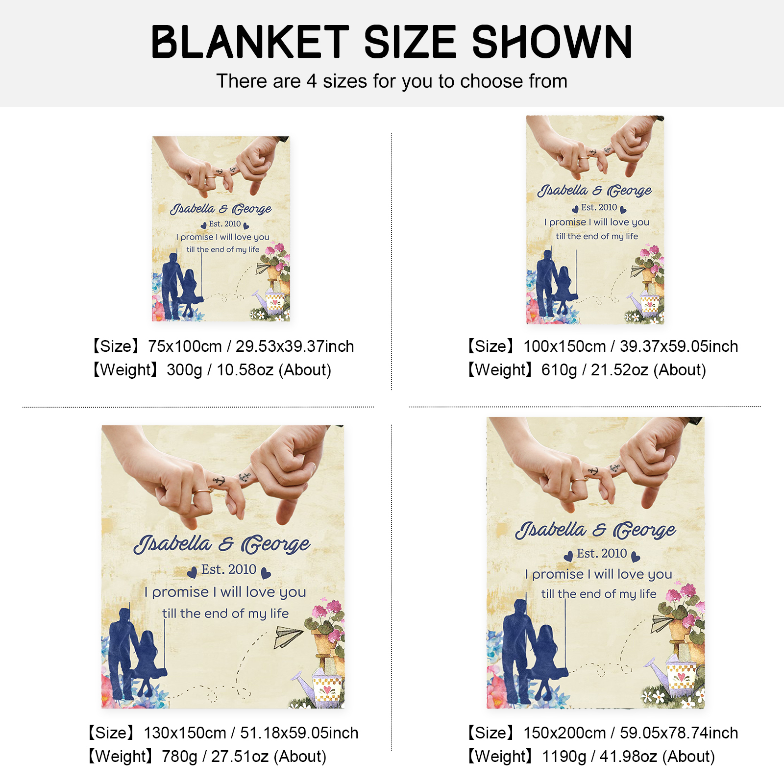 Personalised Couple Blanket Finger Gesture Promise Blanket-Jessemade AU