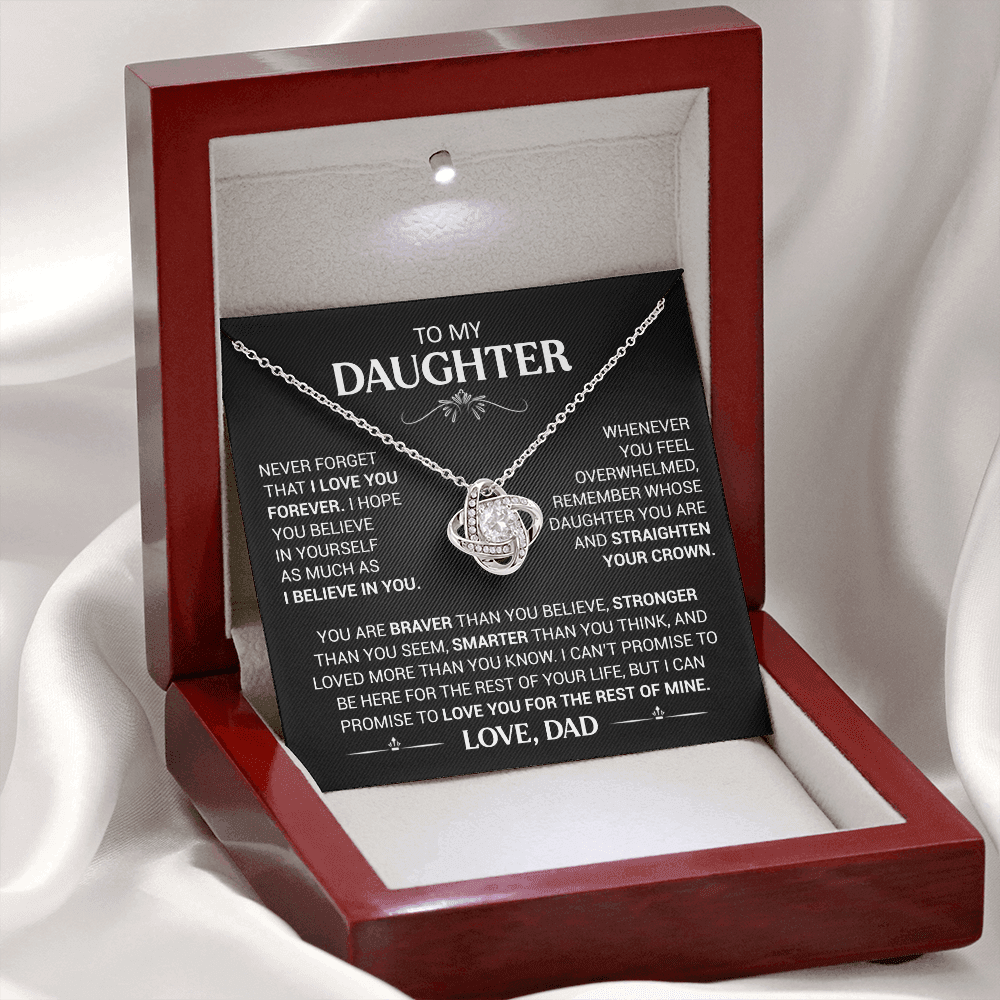 To My Daughter Love Knot Necklace Dad to Daughter Necklace Special Birthday Gift for Her - Never Forget That I Love You Forever-Jessemade AU