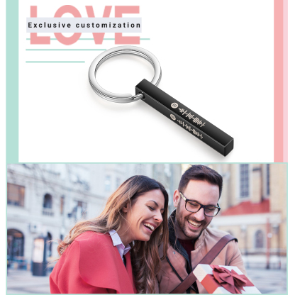 Personalised 3D Bar Keychain 4 Side Vertical Bar Keychain Gifts For Her-Jessemade AU