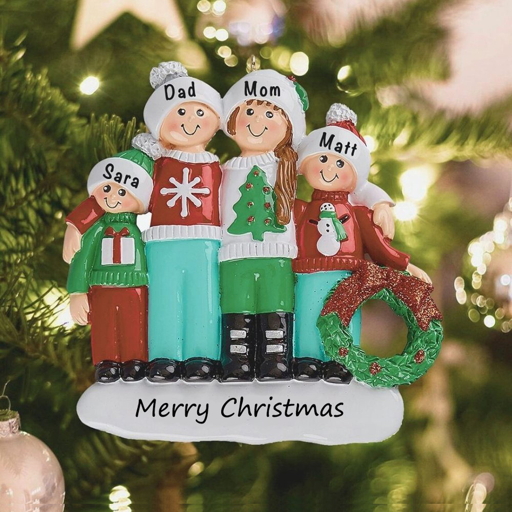 Personalised Family Christmas Ornament Custom 4 Names Hanging Ornament Gifts For Family-Jessemade AU