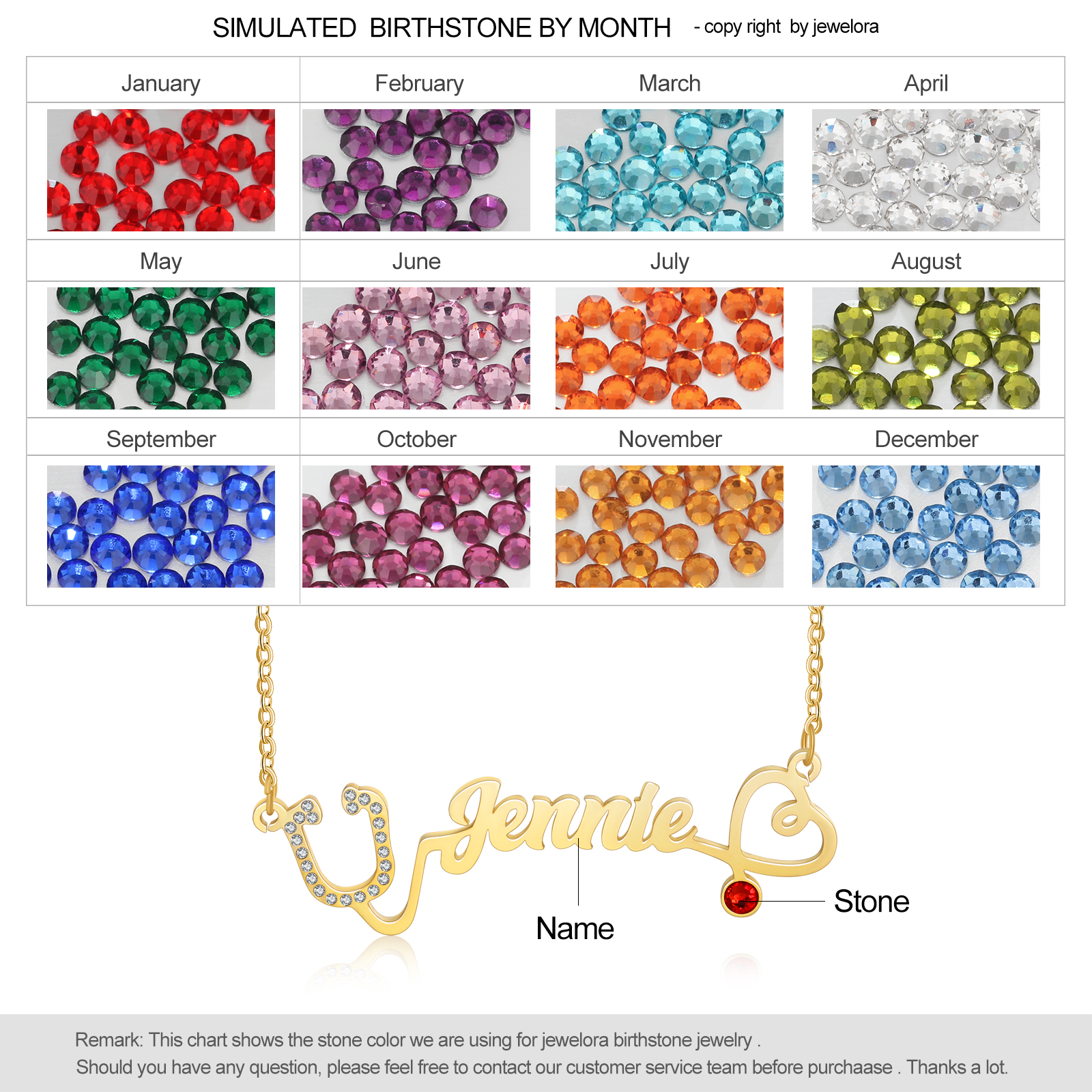 Personalised Stethoscope Necklace Custom 1 Name Necklace Gift For Women-Jessemade AU