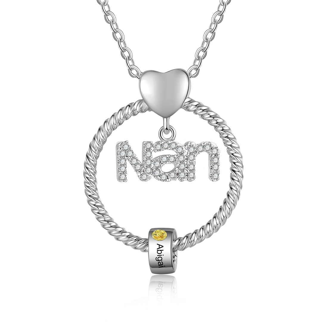 1 Name - Personalised Nan Necklace Custom Names & Birthstones Circle Pendant Necklace Gift for Grandma Nanna-Jessemade AU