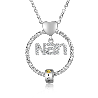 1 Name - Personalised Nan Necklace Custom Name Birthstone Circle Pendant Necklace Christmas Gift for Grandma Nana-Jessemade AU