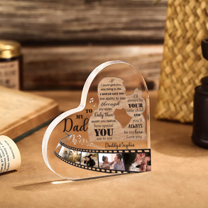 Father and Daughter Personalised Acrylic Heart Keepsake Custom 5 Photos Sign Plaque-Jessemade AU