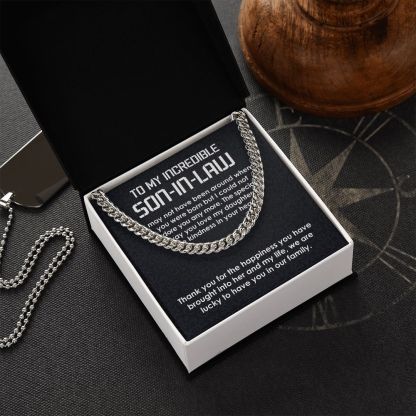 To My Incredible Son-In-Law Necklace Cuban Link Chain Necklace Gift Set - We Are Lucky To Have You In Our Family-Jessemade AU