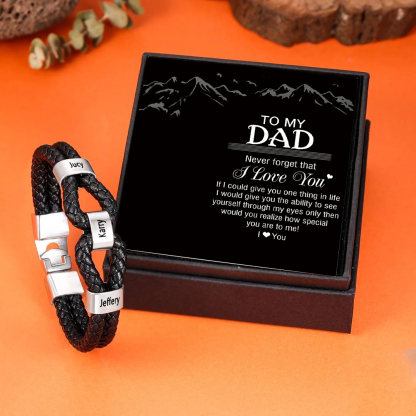 Personalised Braided Rope Men's Bracelet For Him Custom With Family 3 Names For Father-Jessemade AU