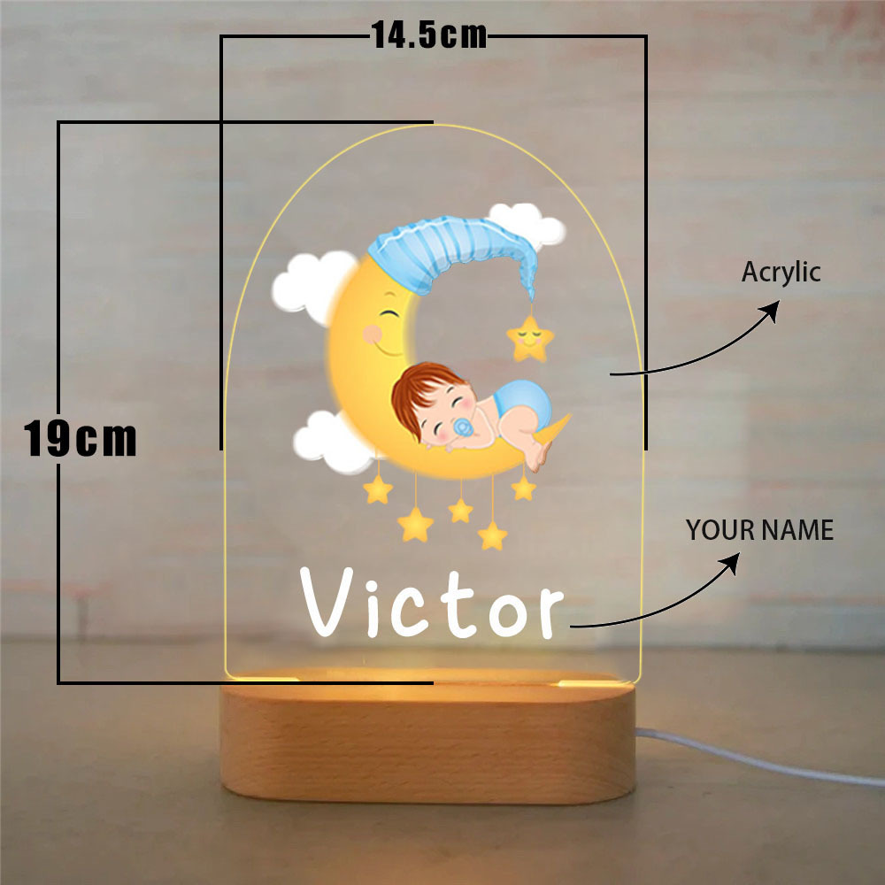 Personalised Sleeping Baby Night Light Custom Name LED Lamp Baby Gift for Kids-Jessemade AU