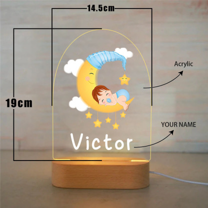 Personalised Sleeping Baby Night Light Custom Name LED Lamp Baby Gift for Kids-Jessemade AU