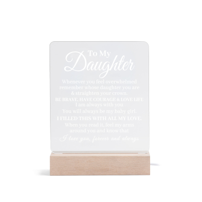 To My Daughter Acrylic Night Light "I Filled This With All My Love" LED Lamp Heartwarming Gifts-Jessemade AU