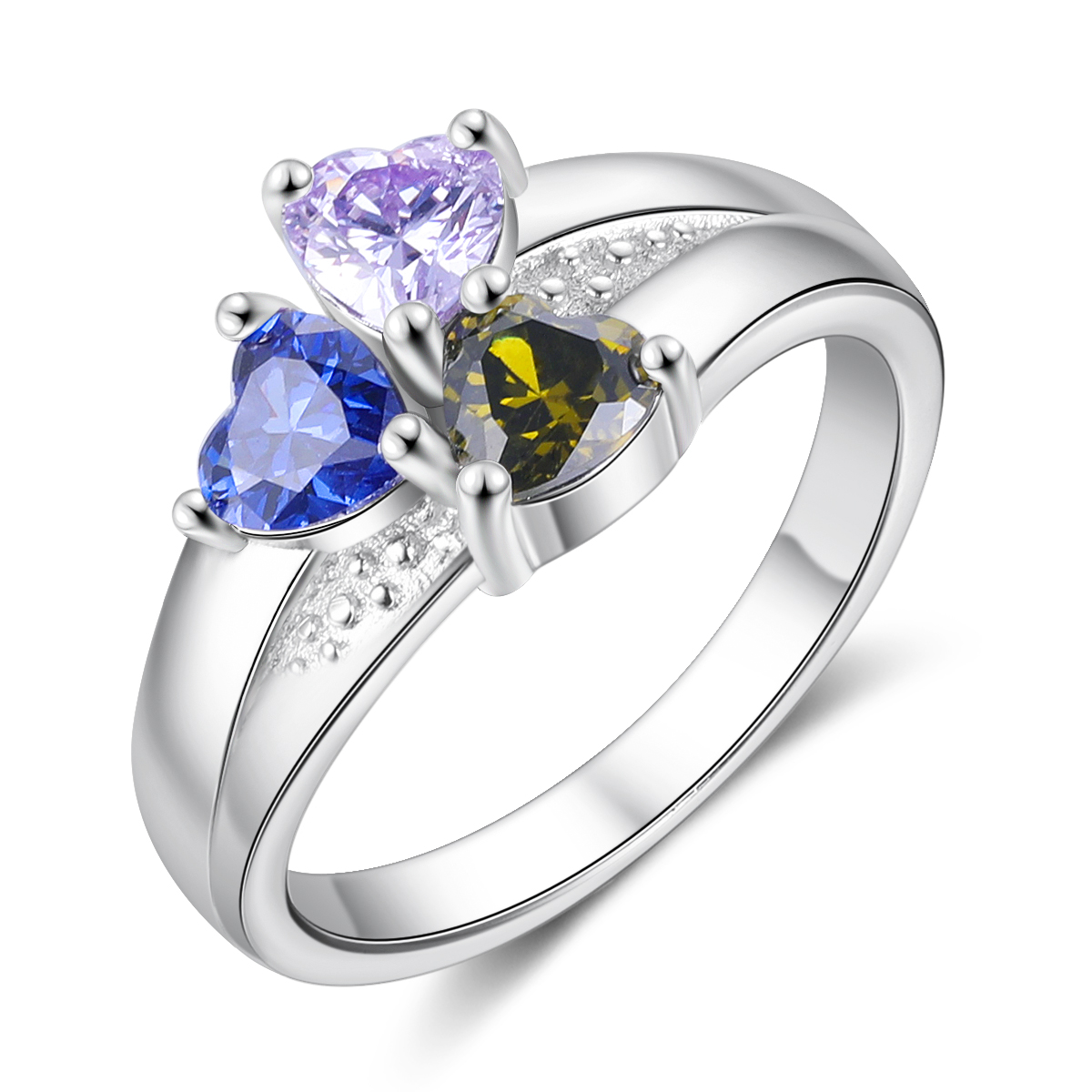 Personalised 3 Birthstones Mothers Ring With Names Gifts For Her-Jessemade AU