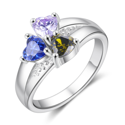 Personalised 3 Birthstones Mothers Ring With Names Gifts For Her-Jessemade AU