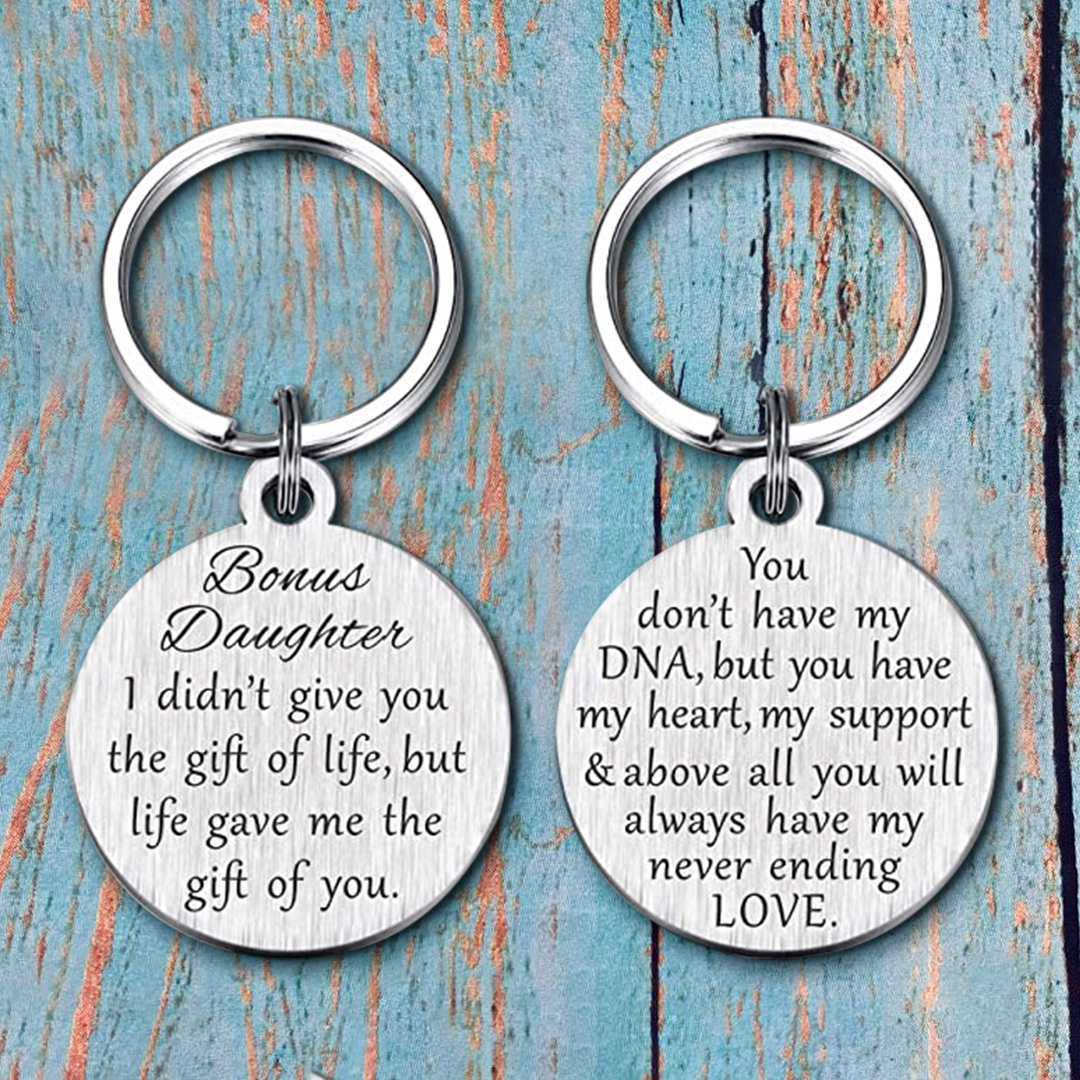 To My Bonus Daughter, Life gave me the gift of you Keychain Heart-warming Gifts for Daughter