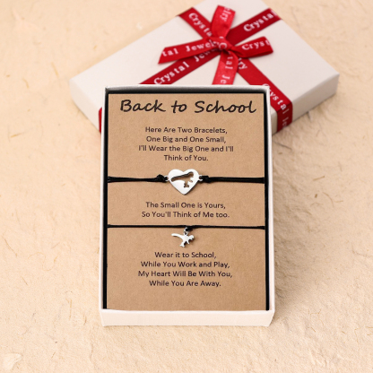 2 Pcs Back to school Love Dinosaur Combination Bracelet Set, Adjustable Bracelets Gift With Gift Card Set For Kids-Jessemade AU