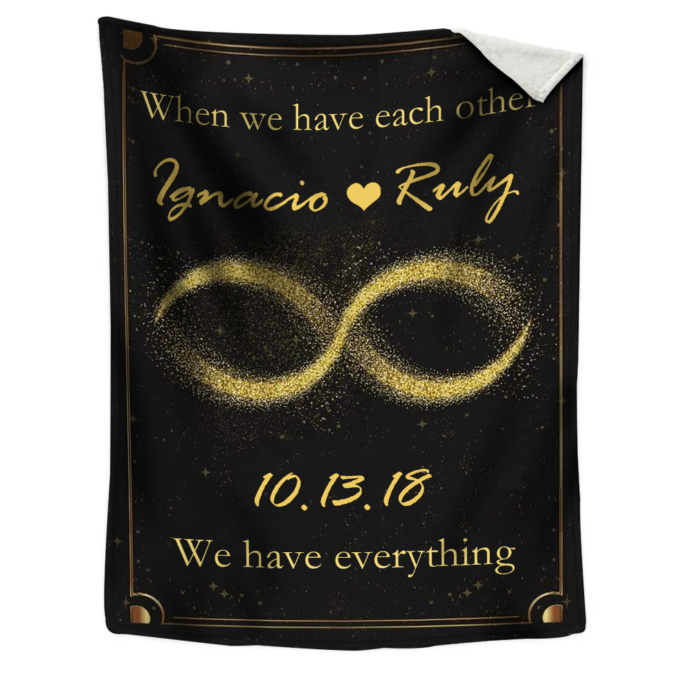 Personalised Couple Blanket Custom 2 Names  & Date Blanket Gift for Him/Her - When We Have Each Other, We Have Everything-Jessemade AU