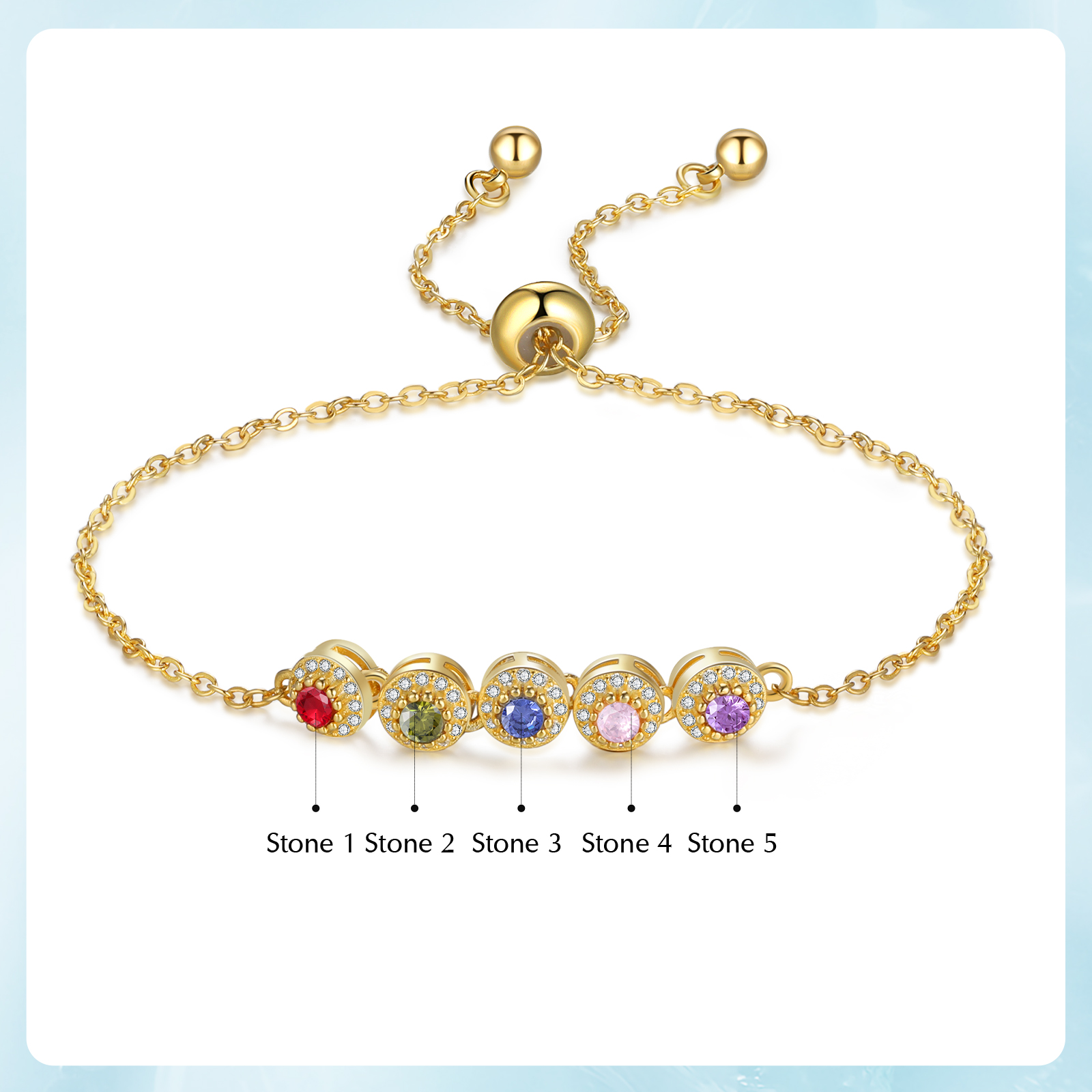 Personalised Women's Bracelet Customised 5 Birthstones Bracelets Birthday Mother's Day Gift for Her-Jessemade AU