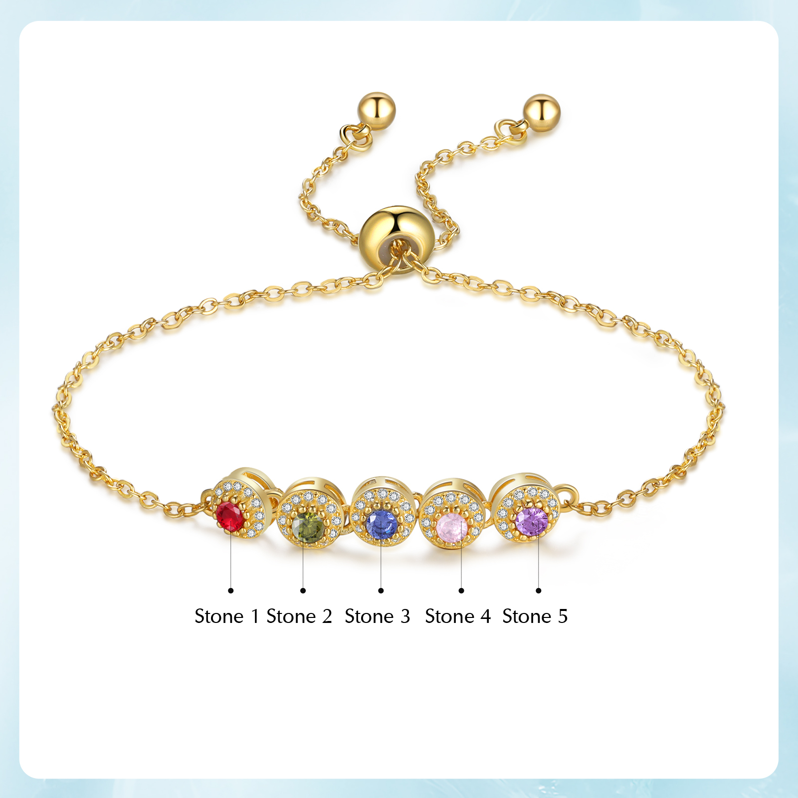 Personalised Women's Bracelet Customised 5 Birthstones Bracelets Birthday Mother's Day Gift for Her-Jessemade AU