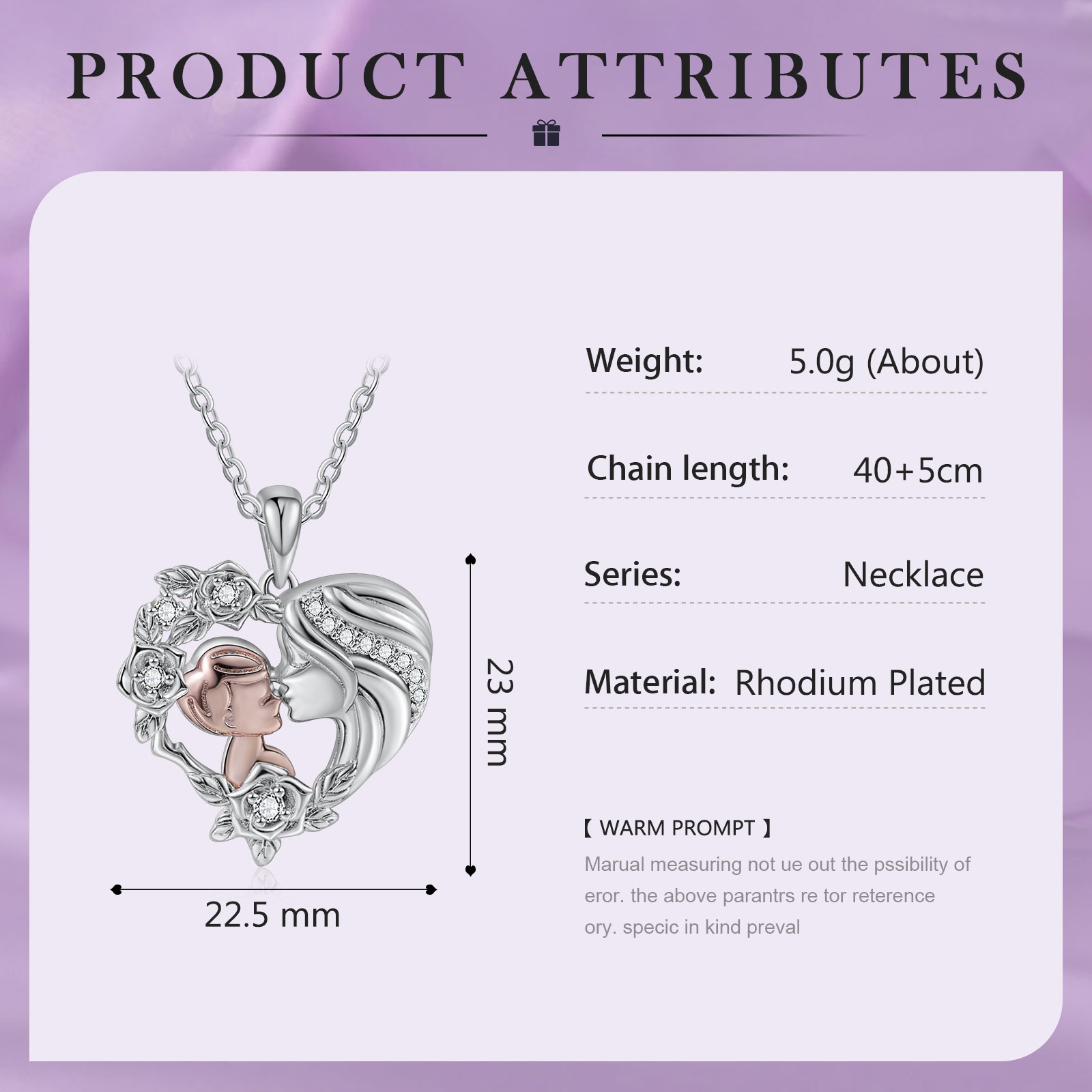 Mother and Son Necklace Heart Flower Pendant Necklace for Her-Jessemade AU