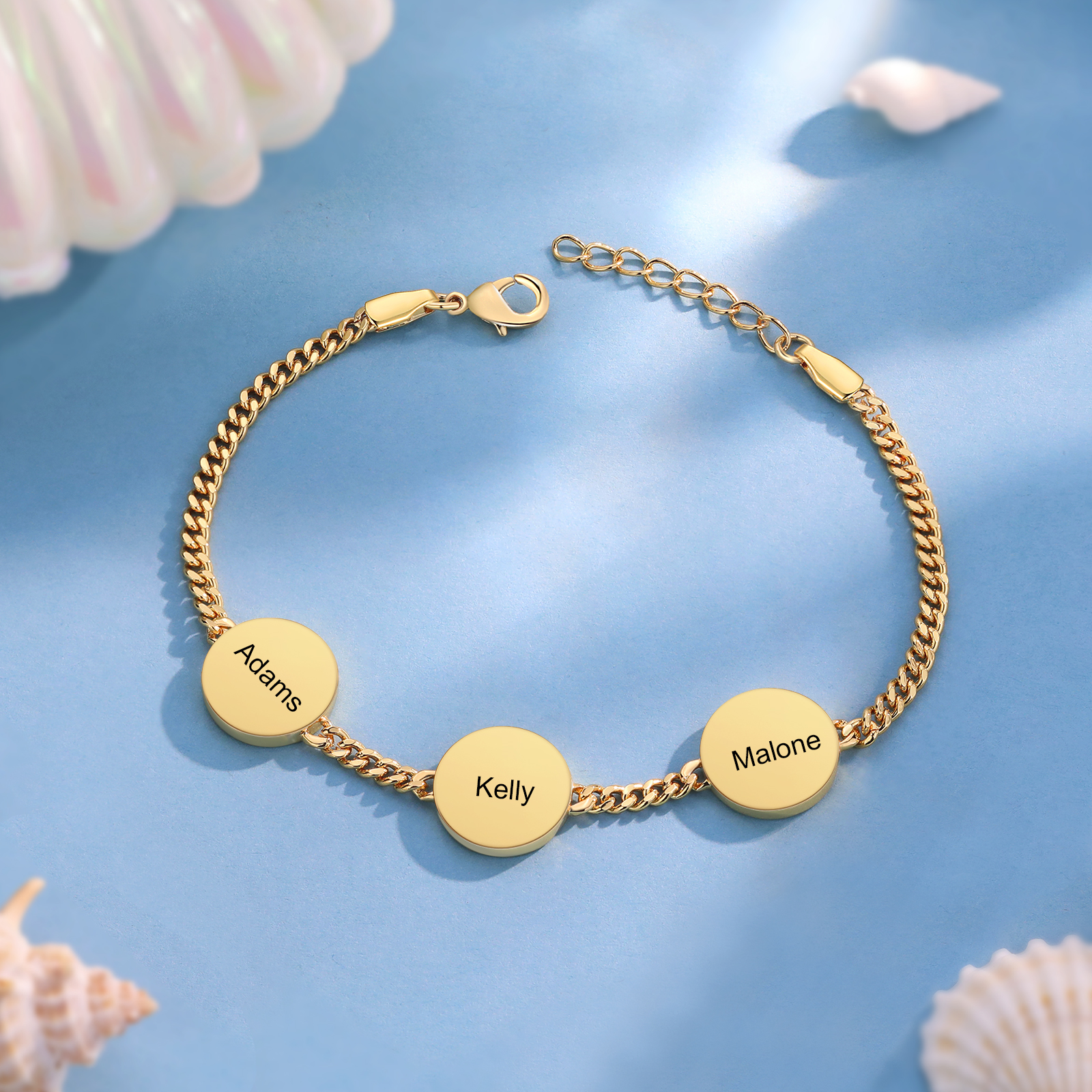 Personalised Women's Bracelet Customised 2-5 Names & Birthstones Bracelet Ocean Element Gift for Her-Jessemade AU