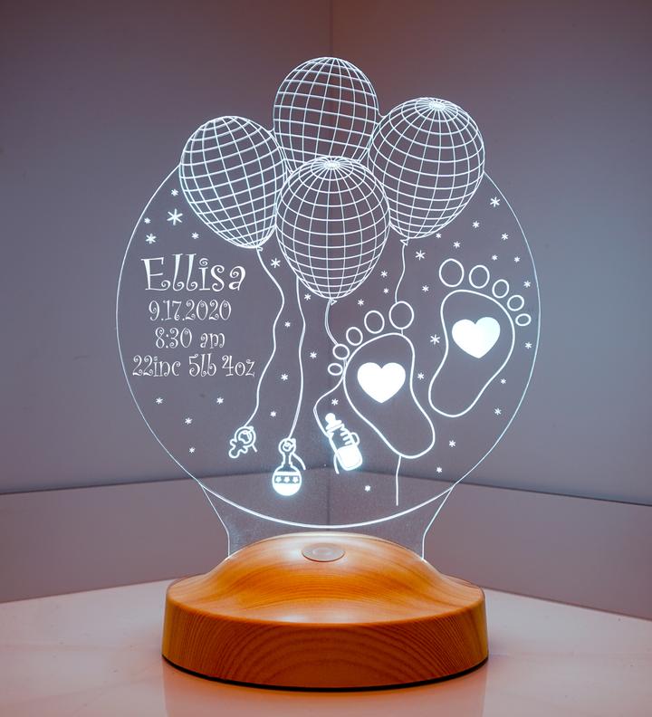 Personalised balloon Name Night Light Engraved Lamp-Jessemade AU