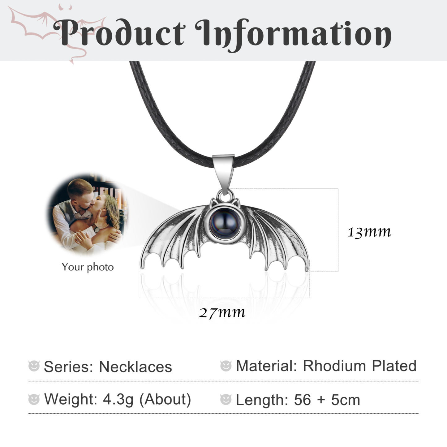 Personalised Wing Pendant Couple Necklace Set Custom Photo Projection Necklace Romantic Gifts For Him/Her-Jessemade AU