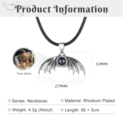 Personalised Wing Pendant Couple Necklace Set Custom Photo Projection Necklace Romantic Gifts For Him/Her-Jessemade AU