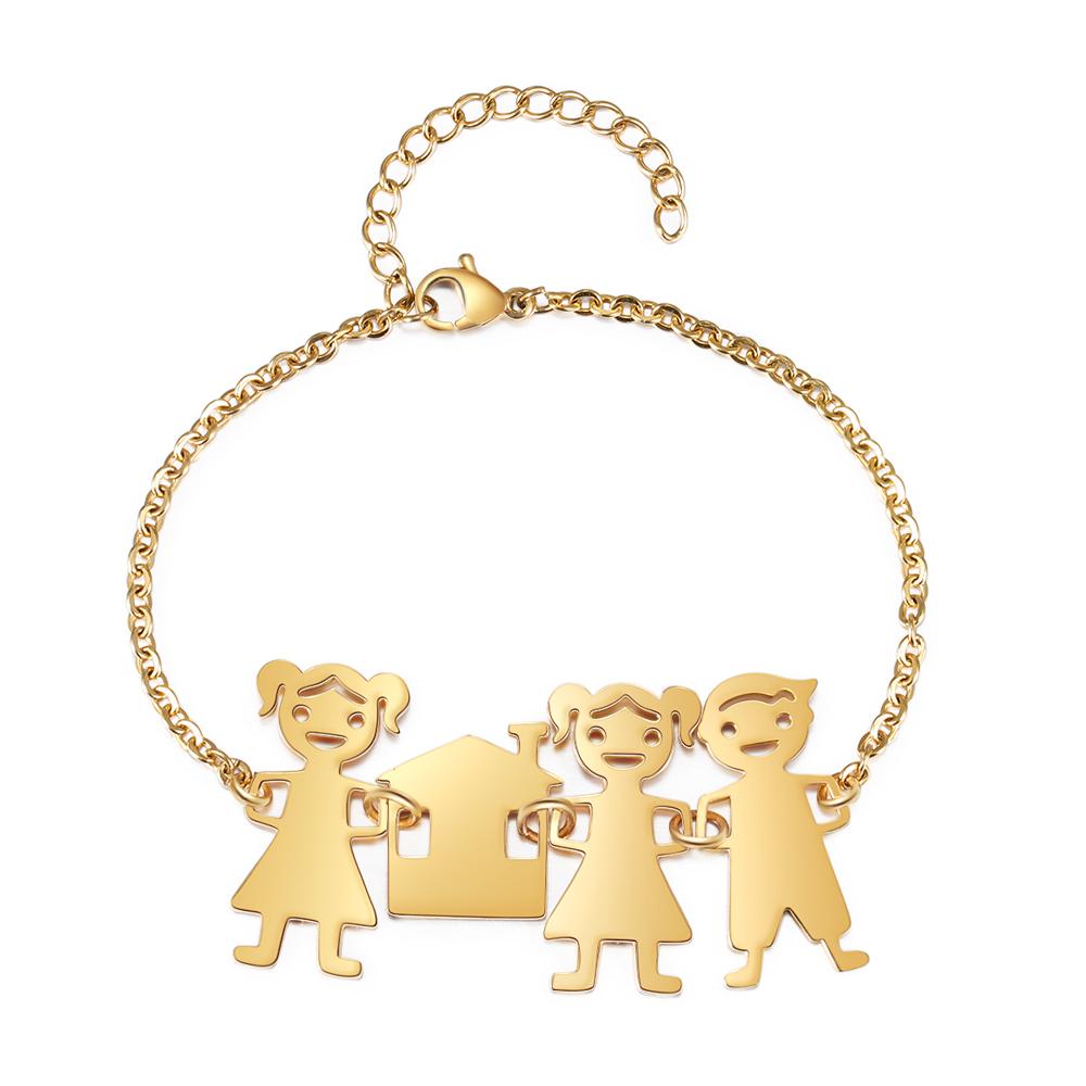 Customised with 3 Children Charms Bracelet Engraved Names Bracelet Gifts for Mom-Jessemade AU