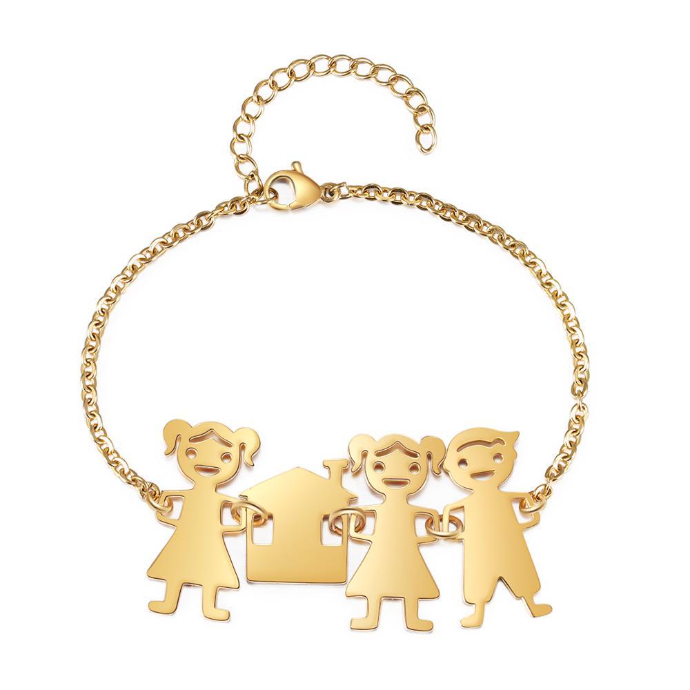 Customised with 3 Children Charms Bracelet Engraved Names Bracelet Gifts for Mom-Jessemade AU