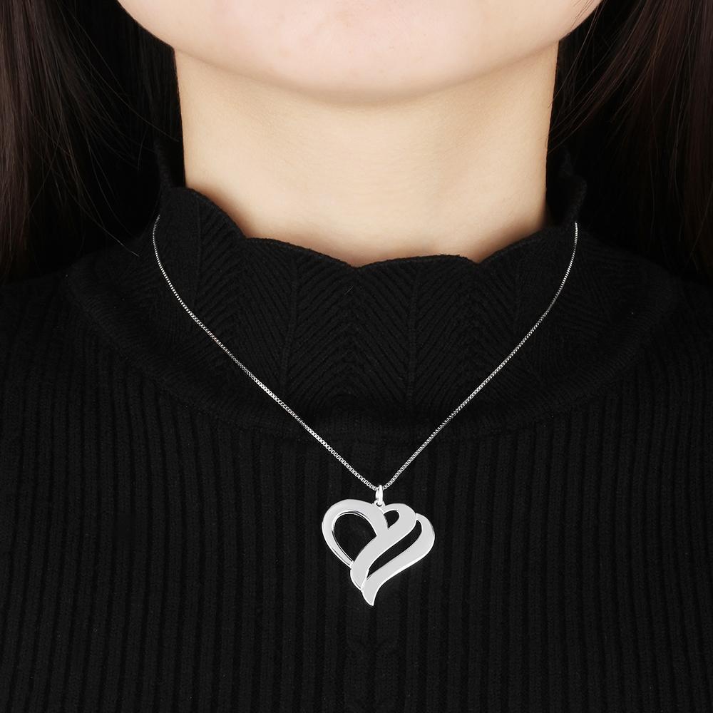 Personalised Double Heart Pendant 2 Names Necklace-Jessemade AU