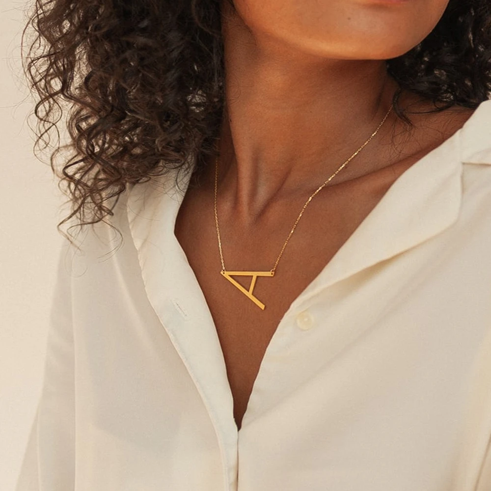 Personalised Big Letter Necklace Custom 1 Letter Gift For Her-Jessemade AU