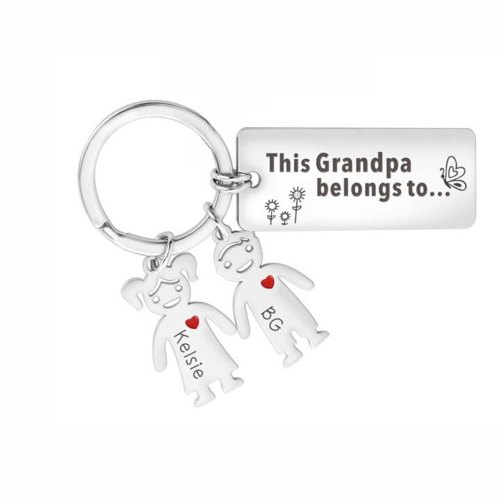 Personalised Kids Charm Keychain Engraved 2 Names Keychain Gifts For Father-Jessemade AU