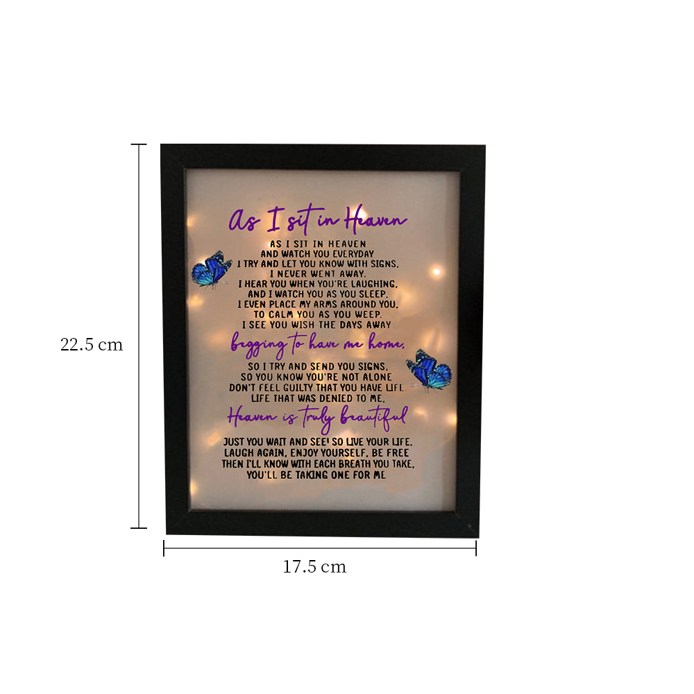 Butterfly Frame As I Sit In Heaven Lighted Shadow Box Memorial Gifts-Jessemade AU