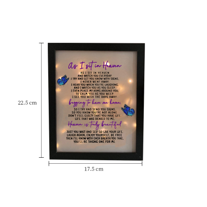 Butterfly Frame As I Sit In Heaven Lighted Shadow Box Memorial Gifts-Jessemade AU
