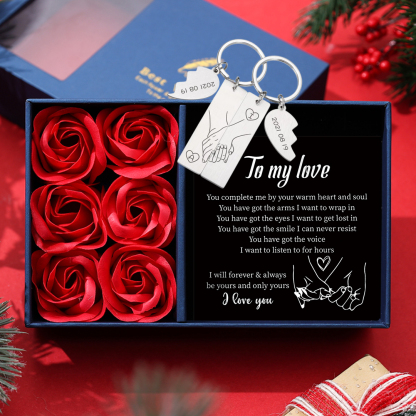 Hand in Hand Couple Keychain Set Personalised Date Initial Heart Matching Couple Gifts-Jessemade AU