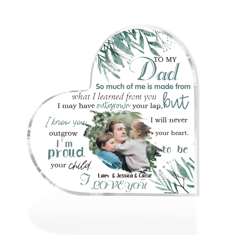 To My Dad Personalised Acrylic Heart Keepsake Custom Photo Sign Plaque-Jessemade AU