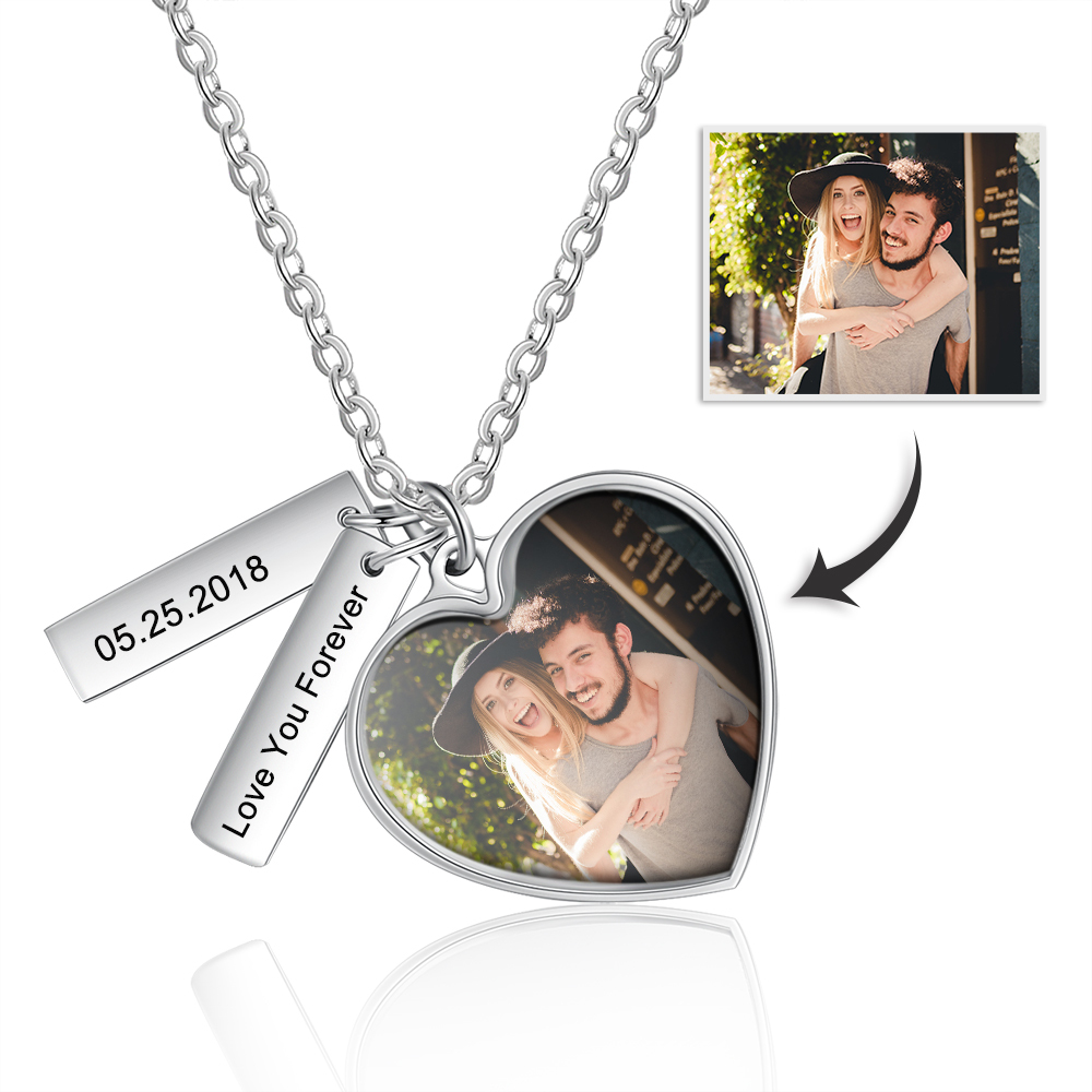 Personalised Heart Tag Necklace Custom 1 Photo Necklace Gifts For Her-Jessemade AU